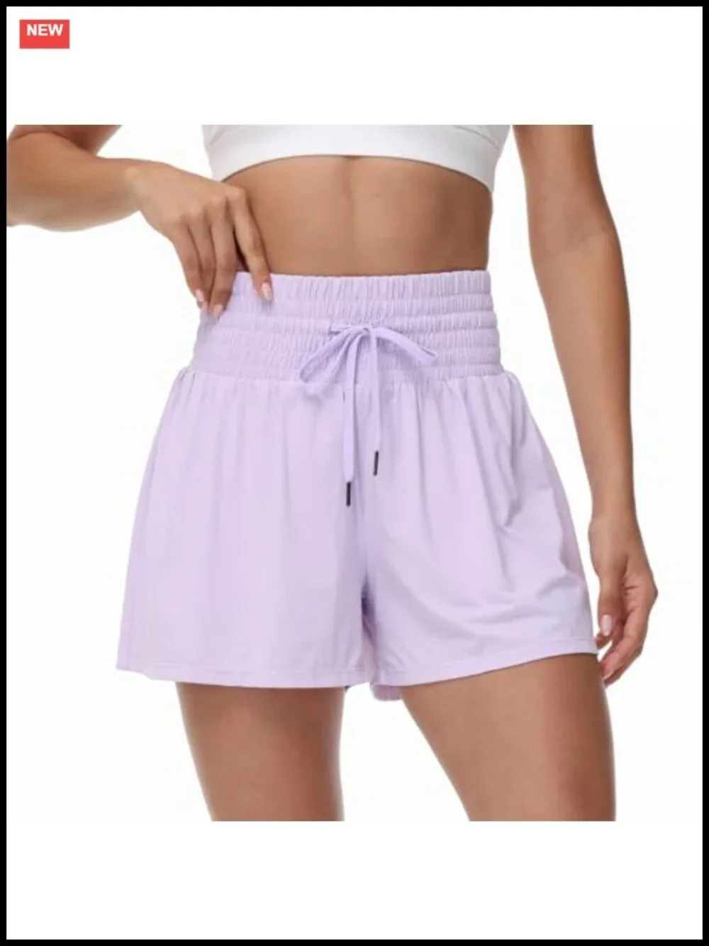 High Waist Athletic Skort with Pockets Flowy Double Layer Running Shorts